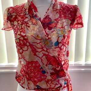 ⭐️STUNNING DVF Beaded Sheer Silk Blouse⭐️